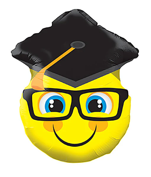 18" Smiley With Grad Cap Shape Balloon