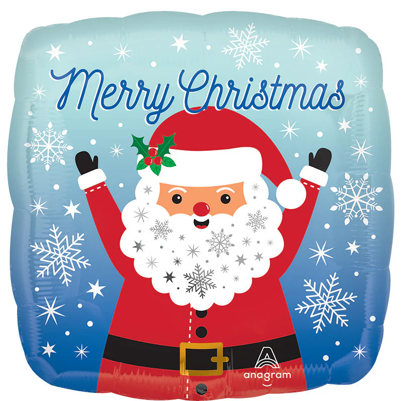 18" Snowy Christmas Santa Foil Balloon