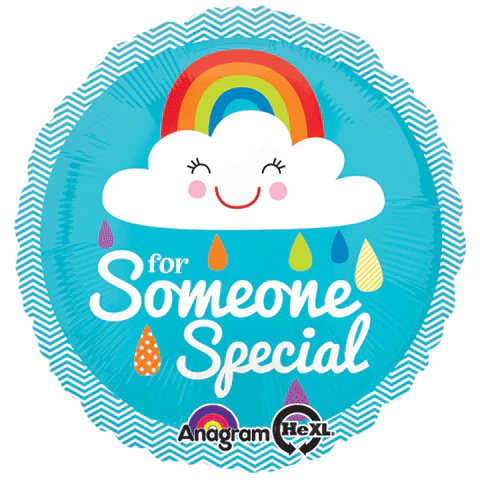 18" Someone Special Rainbow Cloud Balloon Packaged