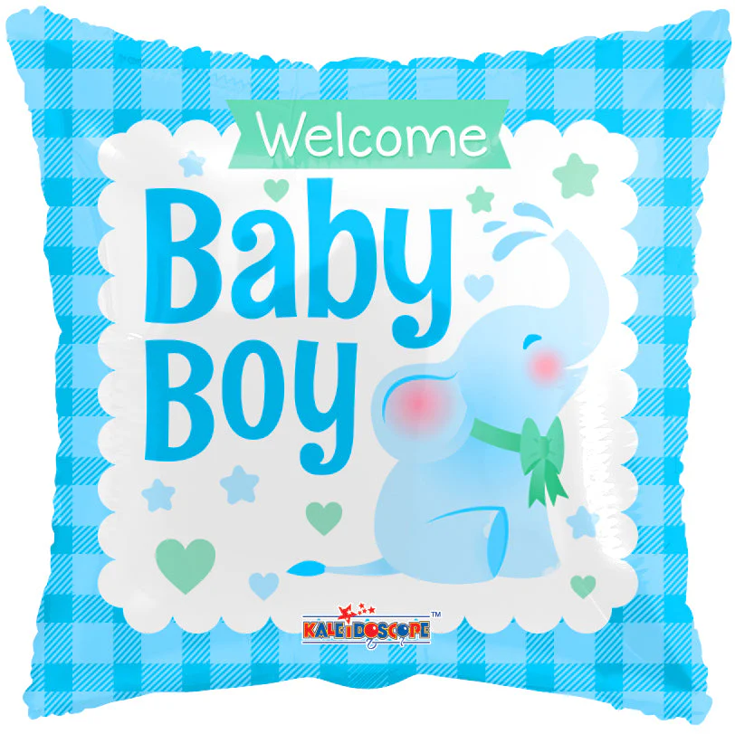 18" Square Baby Boy Little Elephant Gellibean Balloon