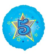 18" Standard Blue Stars #5 Foil Balloon