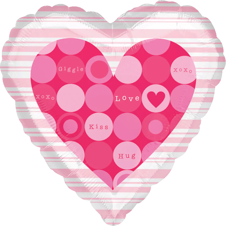 18" Standard Love Messages in Pink Dots Balloon