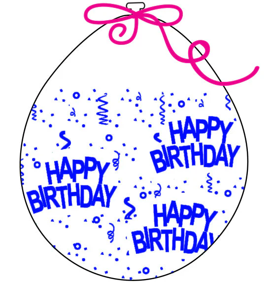 18" Stuffing Printed Latex Balloons (25 Per Bag) Decomex Clear HAPPY BIRTHDAY with BLUE INK