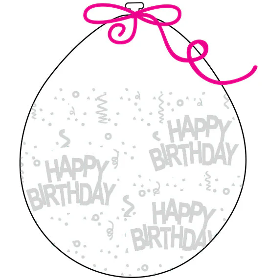 18" Stuffing Printed Latex Balloons (25 Per Bag) Decomex Clear HAPPY BIRTHDAY with WHITE INK