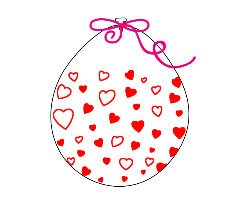 18" Stuffing Printed Latex Balloons (25 Per Bag) Decomex Clear HEART with RED INK