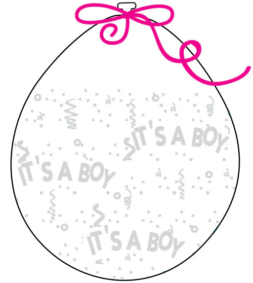 18" Stuffing Printed Latex Balloons (25 Per Bag) Decomex Clear IT's A BOY with WHITE INK