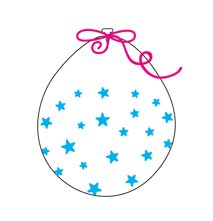 18" Stuffing Printed Latex Balloons (25 Per Bag) Decomex Clear SMALL STAR with BABY BLUE INK
