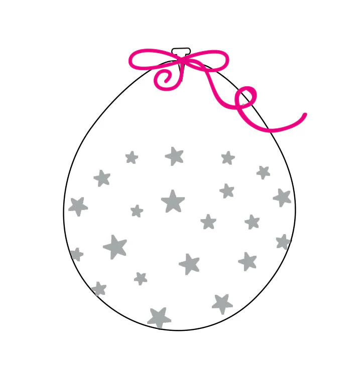 18" Stuffing Printed Latex Balloons (25 Per Bag) Decomex Clear SMALL STAR with SILVER INK