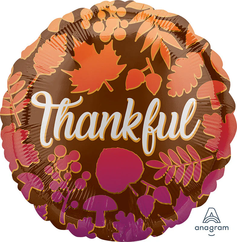 18" Thankful Ombré Leaves Foil Balloon