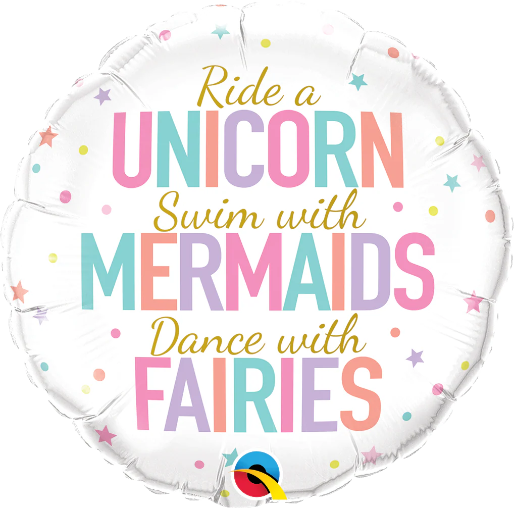 18" Unicorn/Mermaids/Fairies Foil Balloon