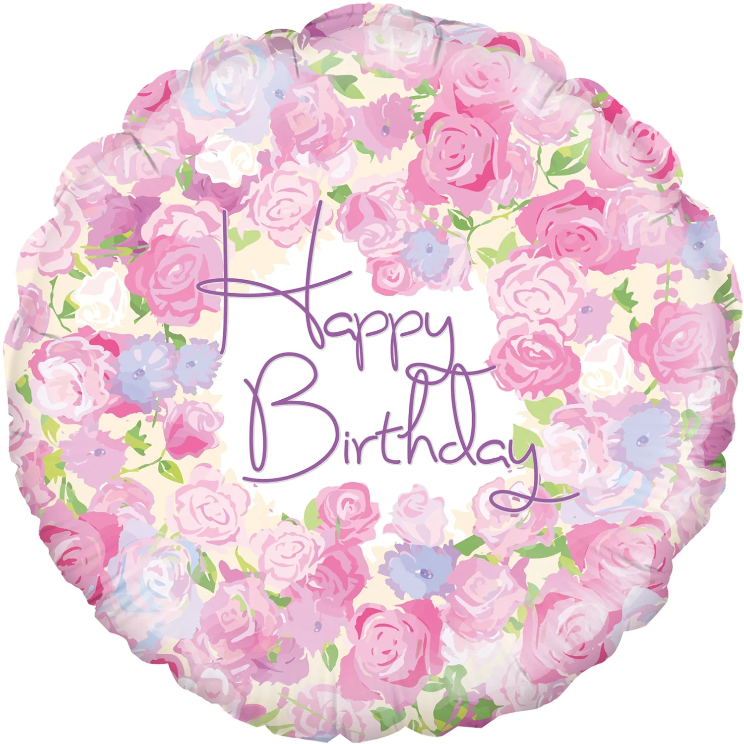 18" Vintage Floral Birthday Oaktree Foil Balloon