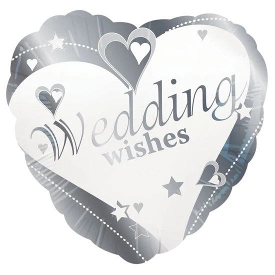 18" Wedding Wishes Silver Balloon