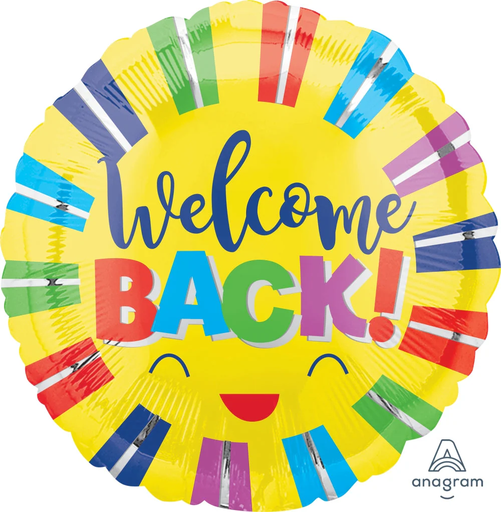 18" Welcome Back Colorful Stripes Foil Balloon