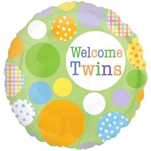 18" Welcome Twins Pattern Dots Balloon