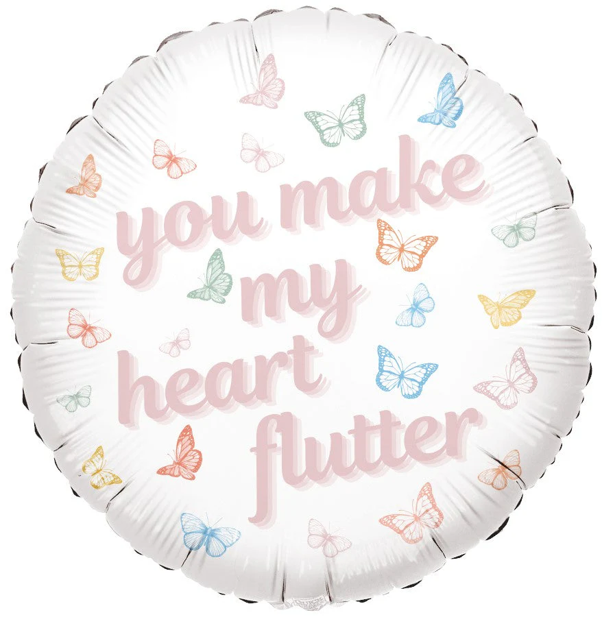 18" You Make My Heart Flutter Lovely Butterfly Foil Balloon