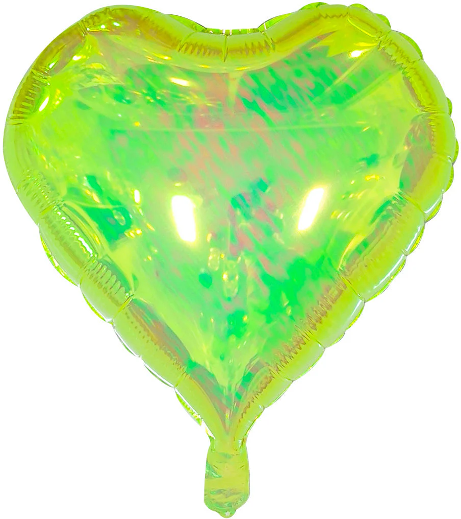 18" Airfill Decor Only Pearl Lustrous Iridescent Green Heart Balloon