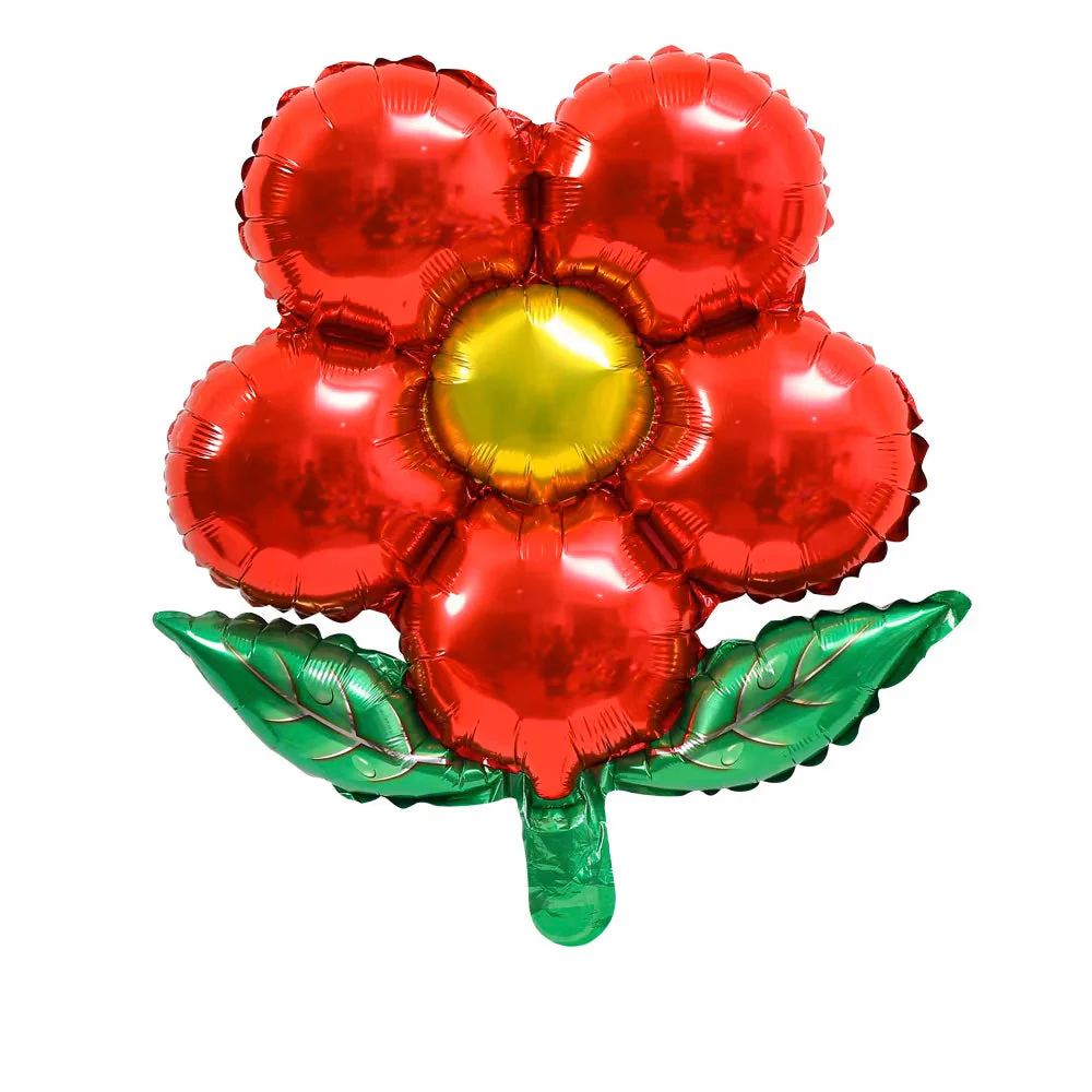 18" Airfill Only Flower Foil With Leave Balloon Red
