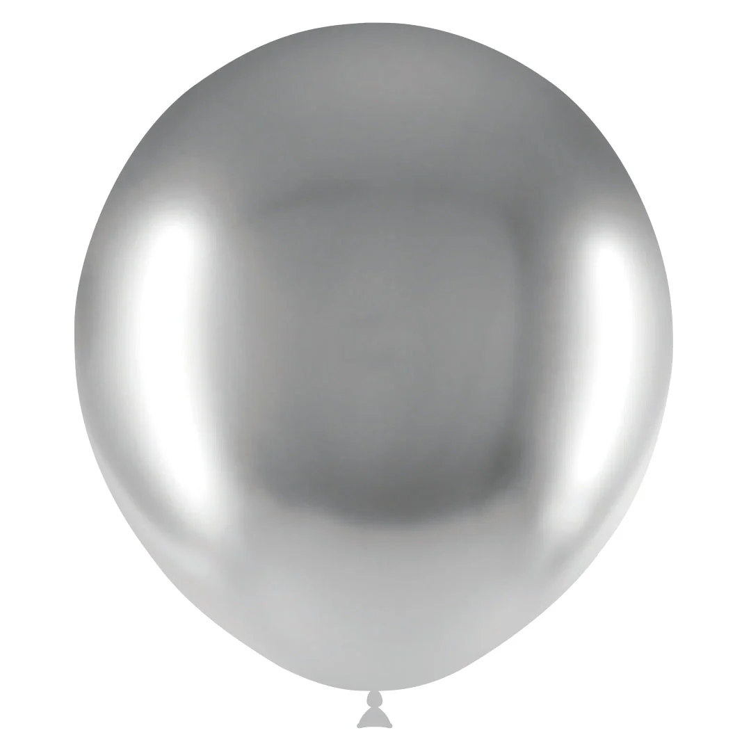 18" Balloonia Latex Balloons Professional Line Brilliant Silver  (10 Per Bag) - Image 3