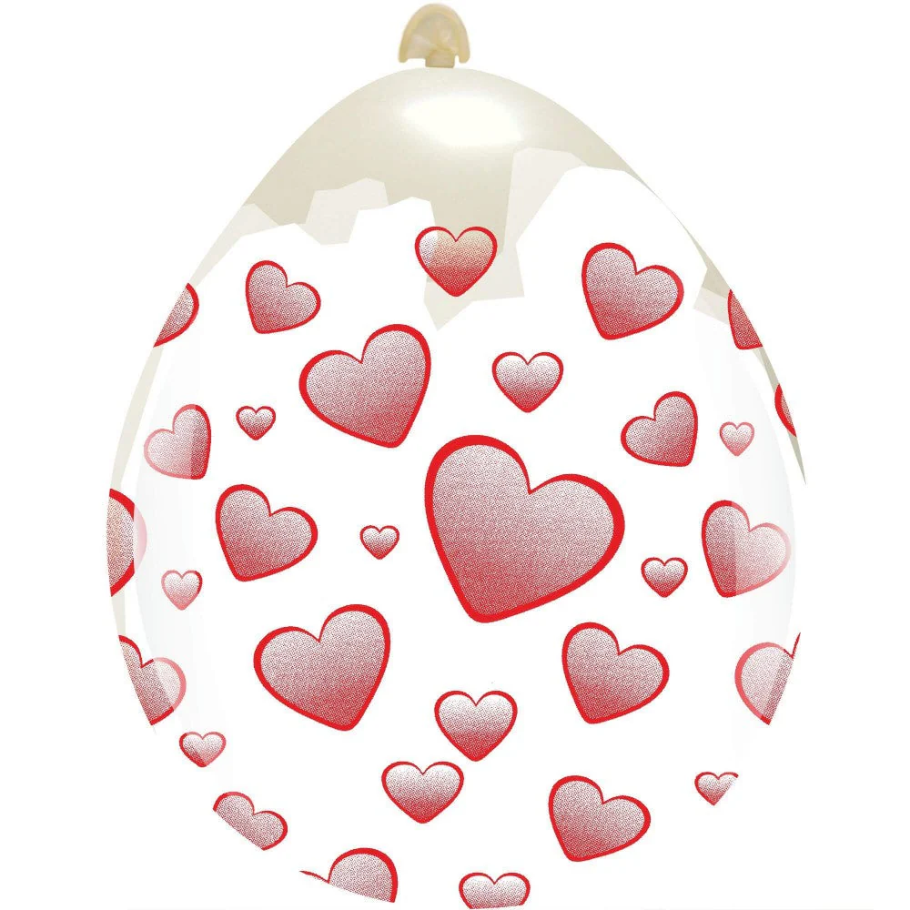 18" Big Hearts All Around (10 Per Bag) Cattex Brand Printed Stuffing Latex Balloons