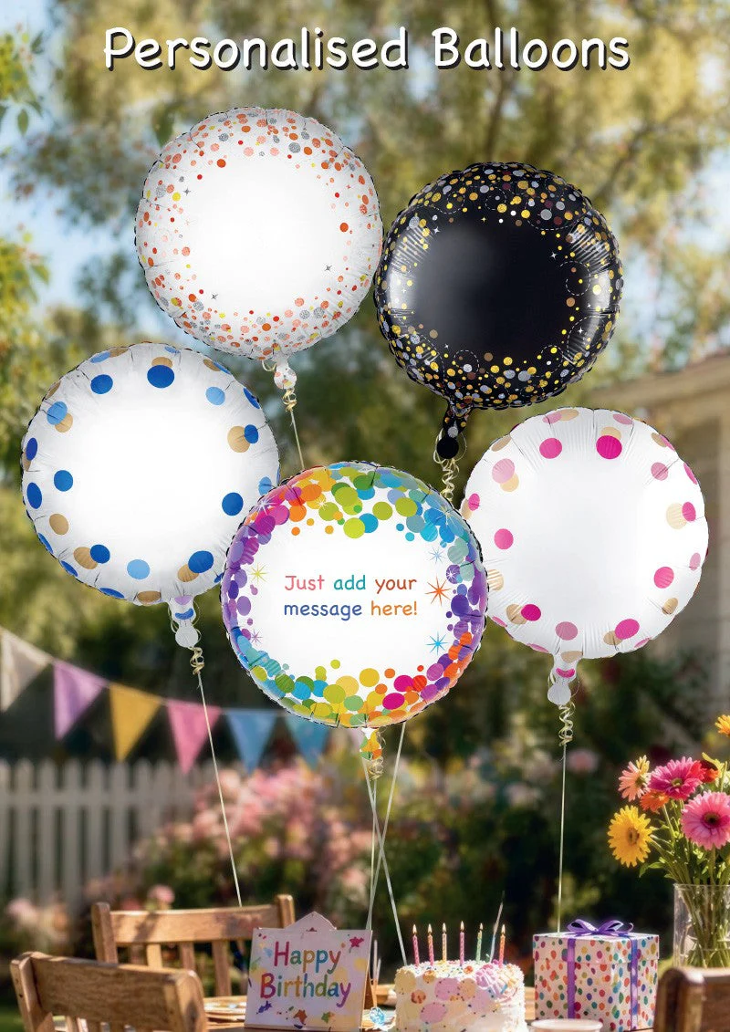 18" Blue Gold Confetti No Message Metallic Oaktree Foil Balloon - Image 2