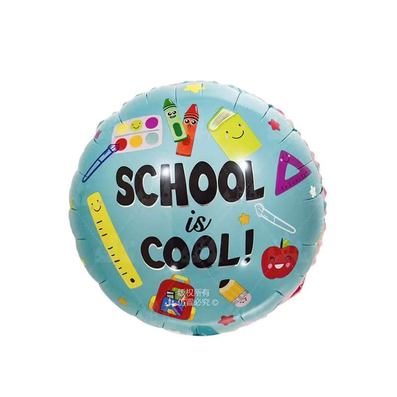18" Blue Round School is Cool Foil Balloon
