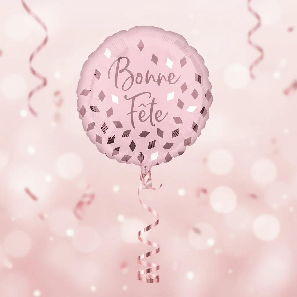 18" Bonne Fête Blush Foil Balloon - Image 2