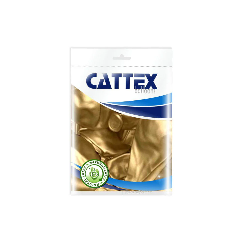 18" Cattex Brand Titanium (Chrome/Mirror) Gold Latex Balloons (25 Per Bag) - Image 3