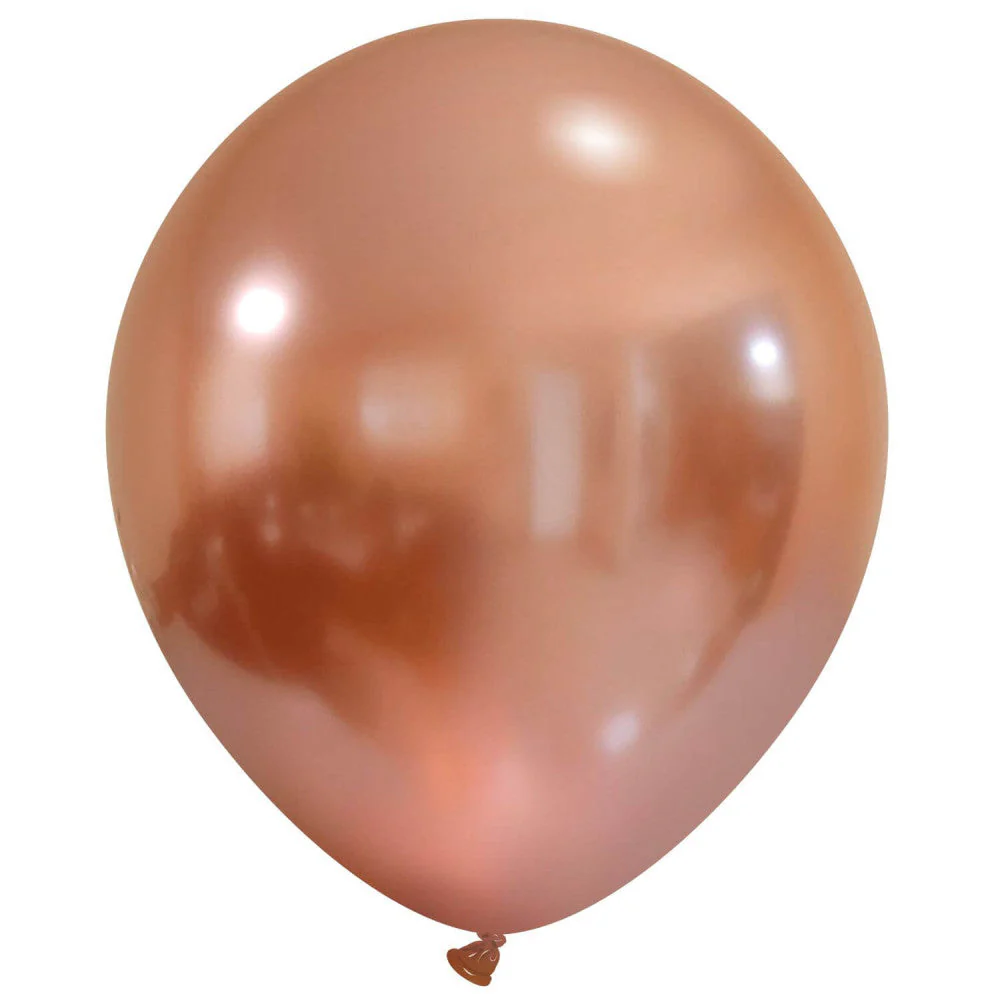 18" Cattex Brand Titanium (Chrome/Mirror) Rose Gold Latex Balloons (25 Per Bag)