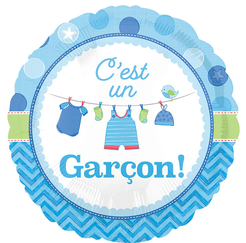 18" C’est un Garçon! Shower with Love Foil Balloon