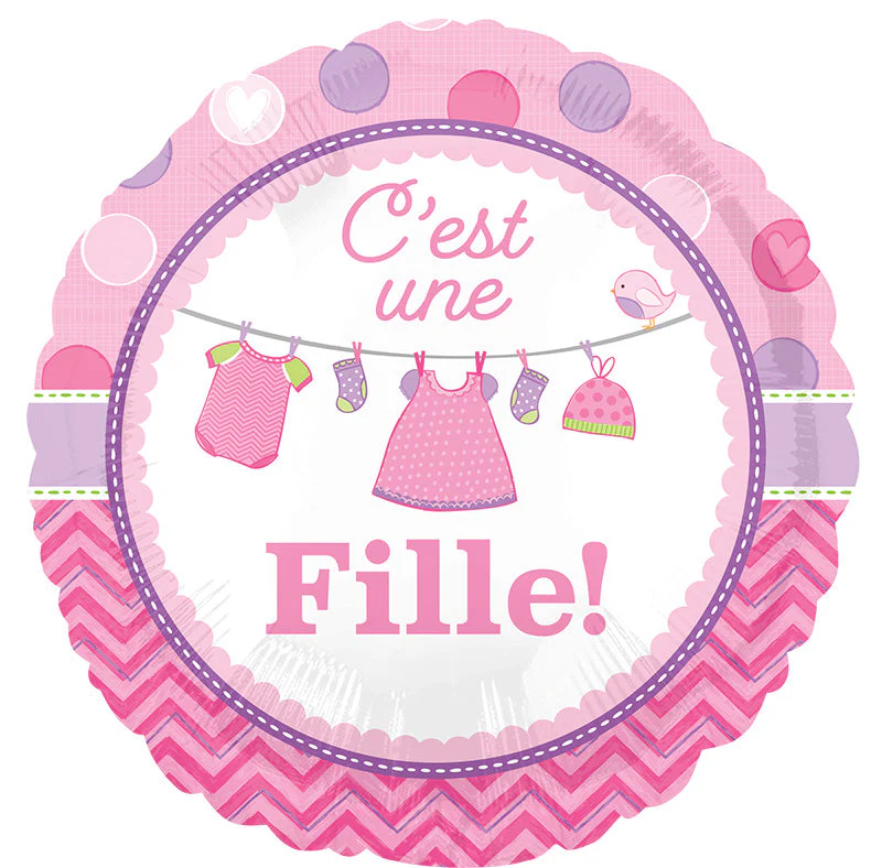 18" C’est une Fille! Shower with Love Foil Balloon