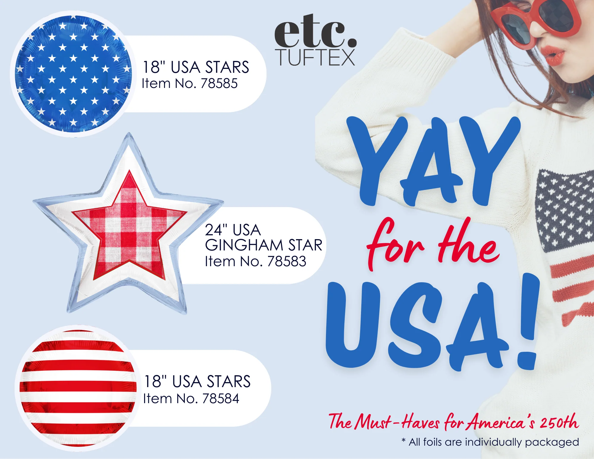 18" Circle USA Patriotic Stripes Foil Balloon - Image 4