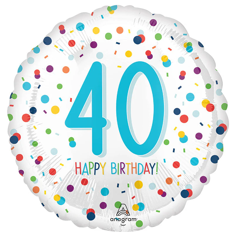 18" Confetti Birthday 40 Foil Balloon