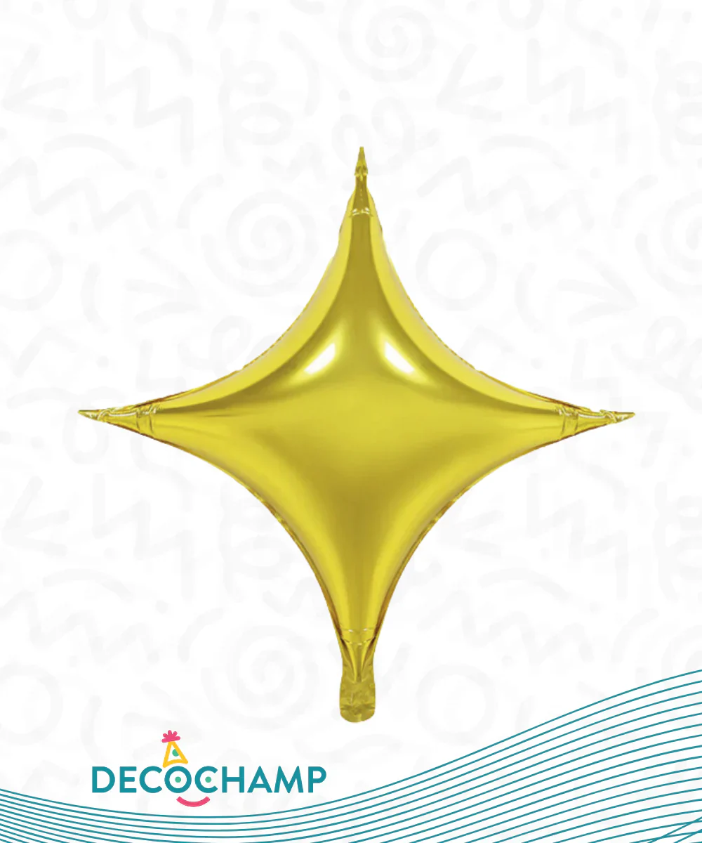 18" Decochamp Brand Deco Starpoint Gold (5 Balloons Per Package)