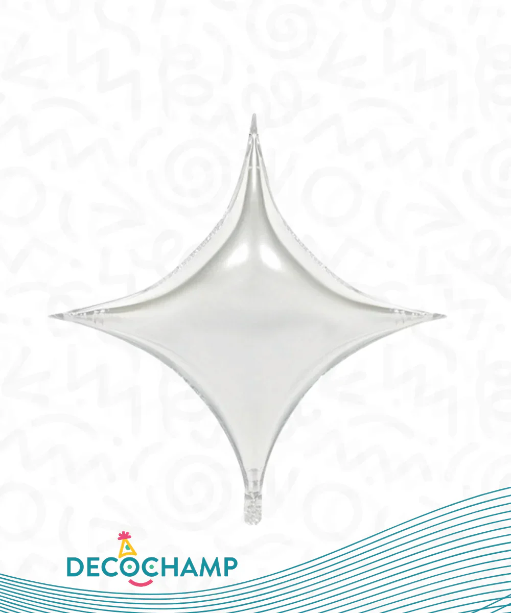 18" Decochamp Brand Deco Starpoint Silver (5 Balloons Per Package)