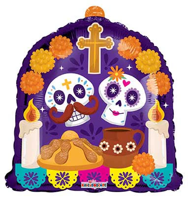 18" Dia De Muertos Altar Foil Balloon - Image 3