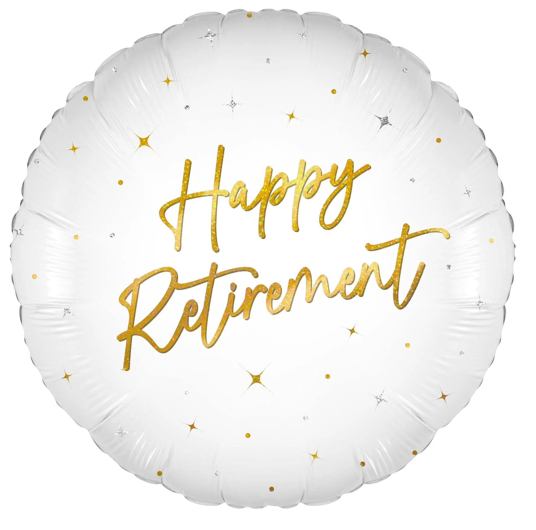 18" Elegant Sparkle White and Gold Happy Retirement Holographic Oaktree Brand Foil Balloon