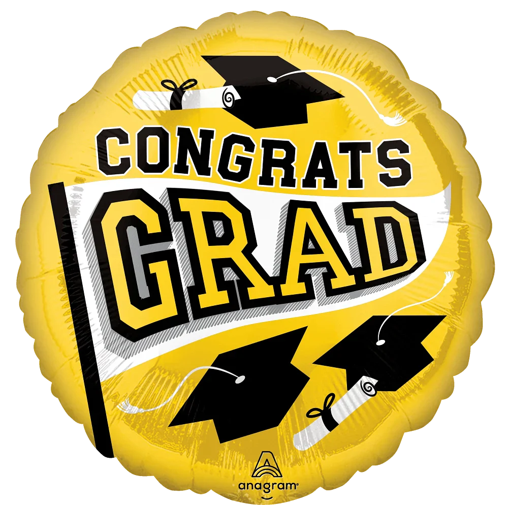 18" Graduation School Colors Be True to Your School - Yellow Foil Balloon