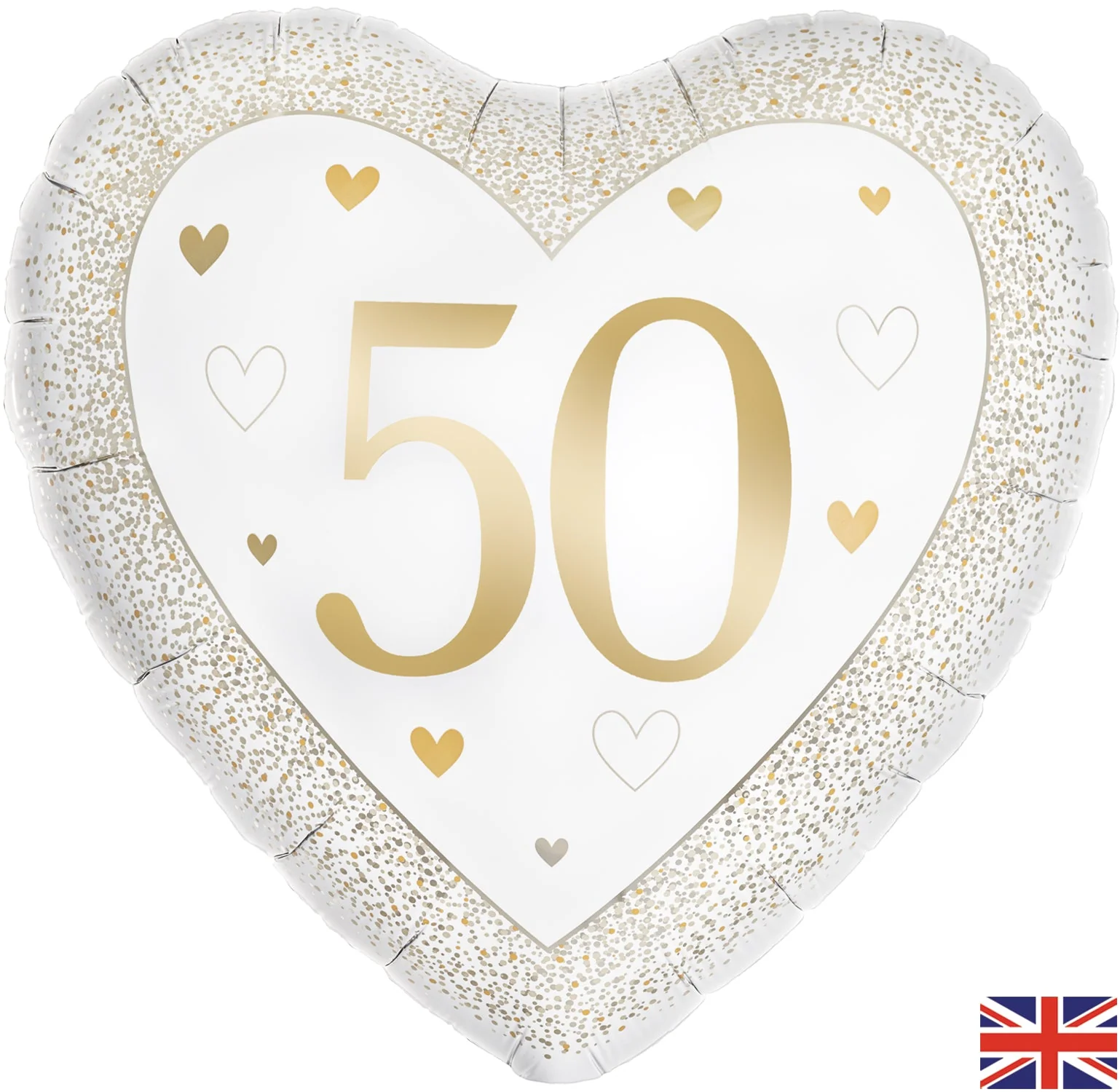 18" Happy 50th Anniversary Heart Gold Oaktree Foil Balloon