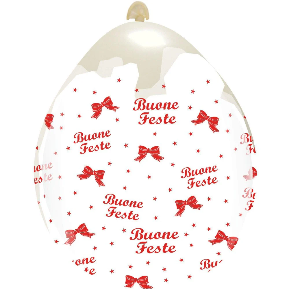 18" Happy Holidays All Around (10 Per Bag) Cattex Brand Printed Latex Stuffing Balloons