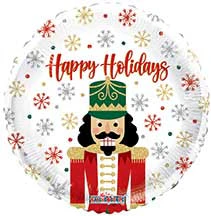 18" Happy Holidays Nutcracker Holographic Foil Balloon