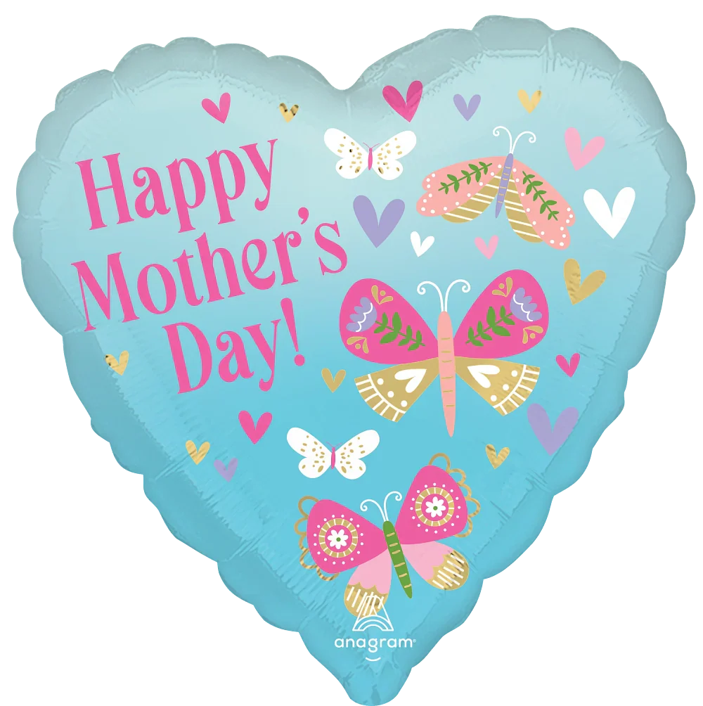 18" Happy Mother's Day Butterflies Foil Balloon