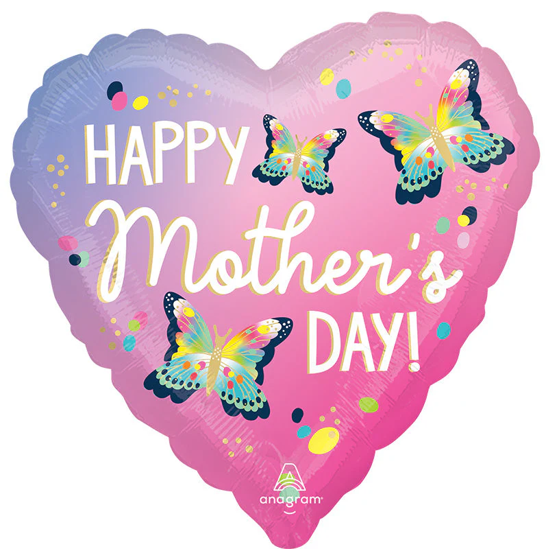 18" Happy Mother's Day Vibrant Flutters Foil Balloon
