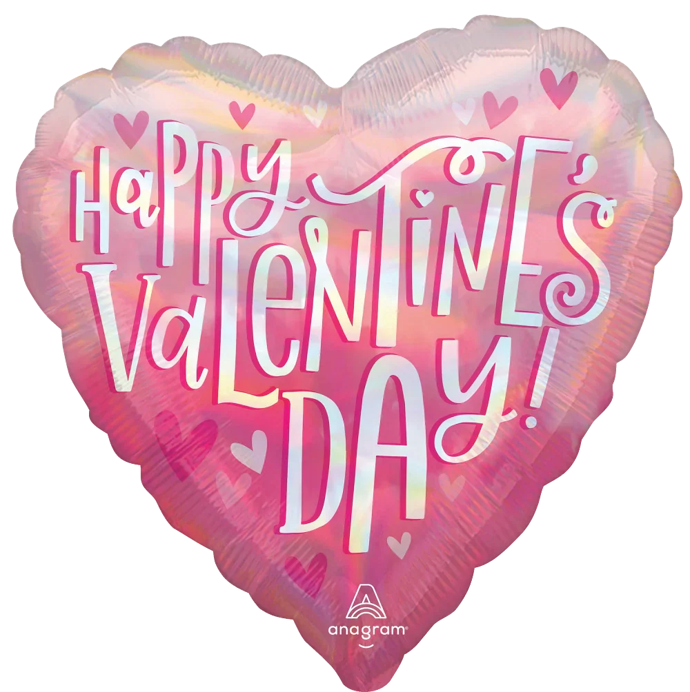 18" Happy Valentines Day Iridescent Pearl Shine Foil Balloon