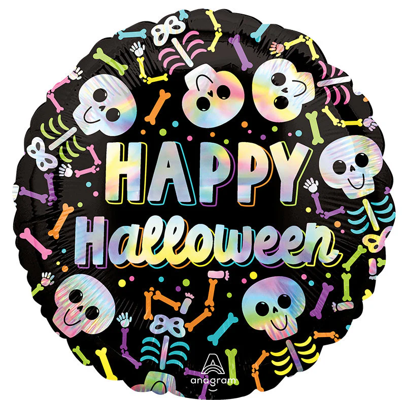 18" Holographic Iridescent Bare Bones Halloween Foil Balloon