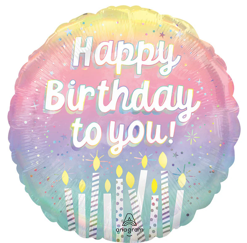 18" Holographic Pearlized Birthday Foil Balloon