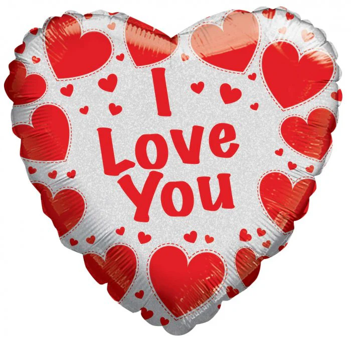 18" I Love You Heart Holographic Foil Balloon