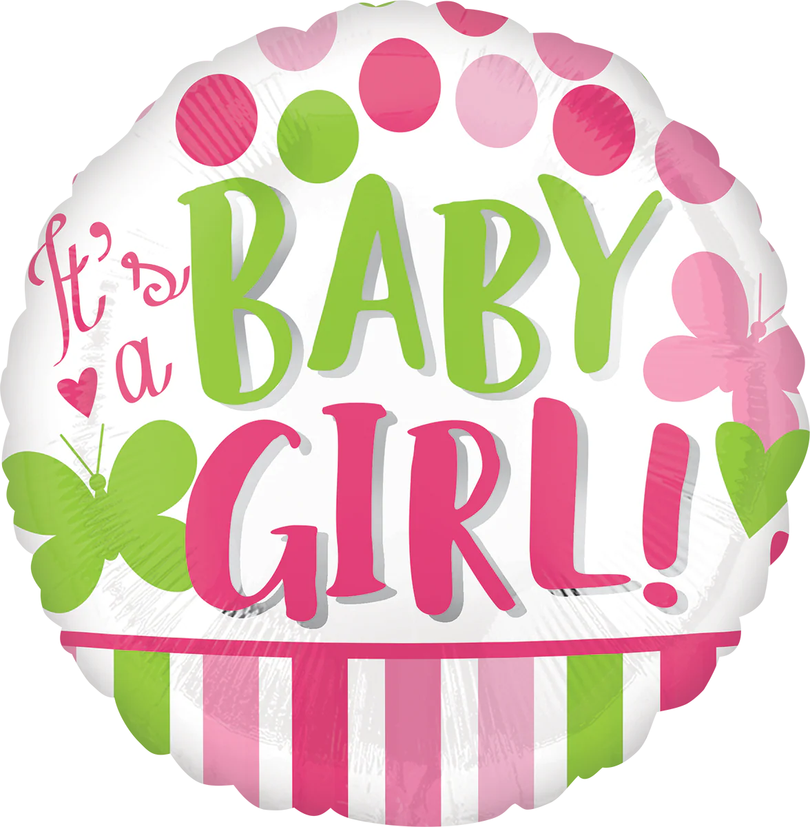 18" It's A Girl Pink & Green Foil Balloon