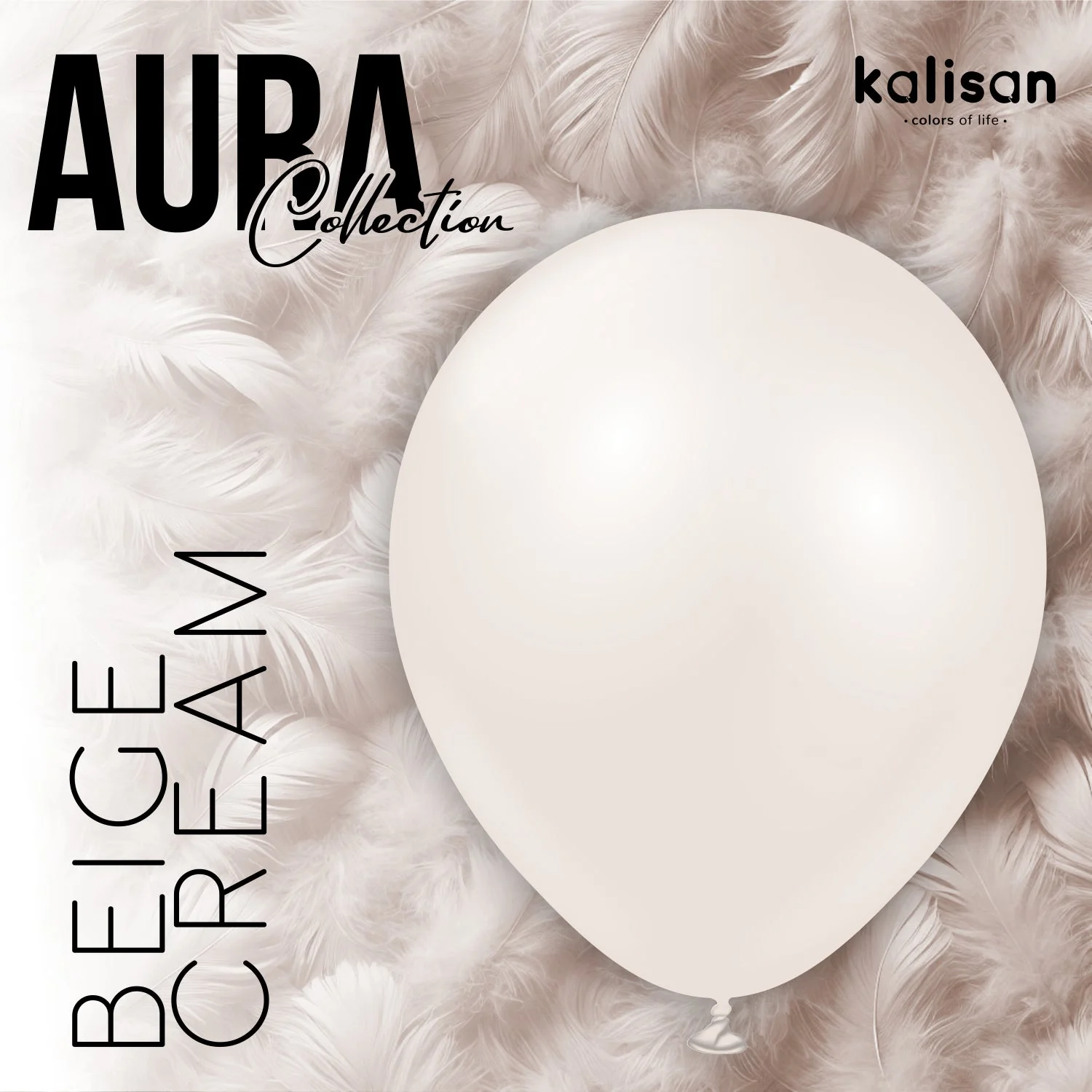 18" Kalisan Brand Latex Balloons Aura Beige Cream (25 Per Bag) - Image 4