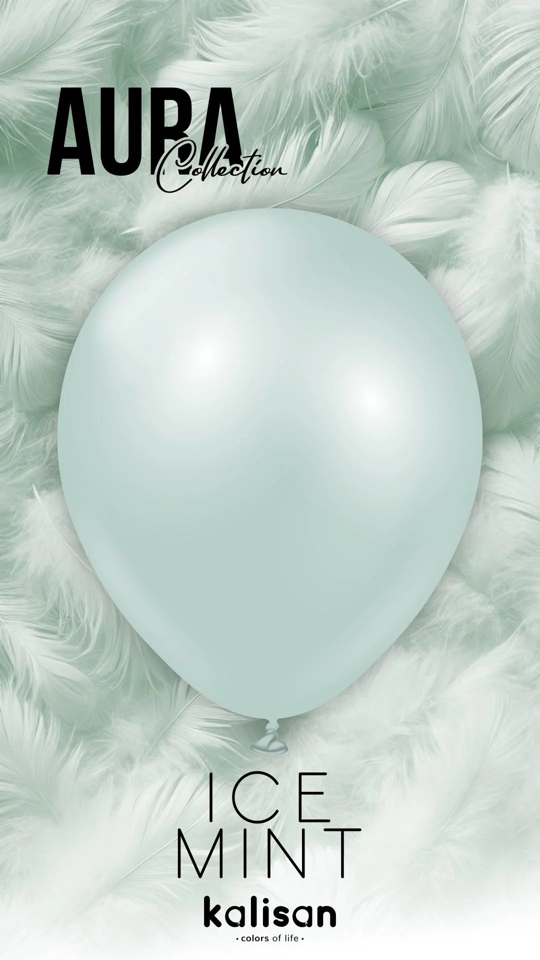 18" Kalisan Brand Latex Balloons Aura Ice Mint (25 Per Bag) - Image 4