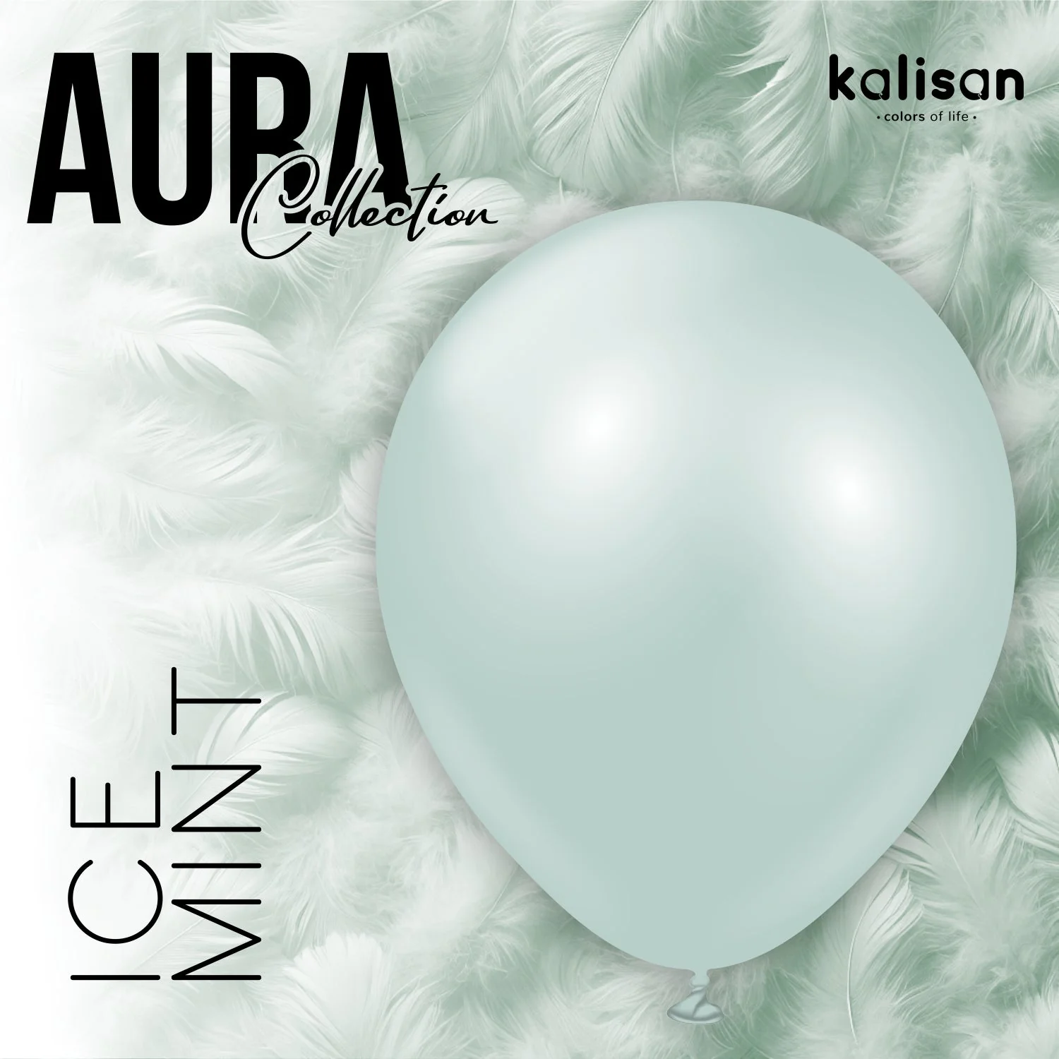 18" Kalisan Brand Latex Balloons Aura Ice Mint (25 Per Bag) - Image 5